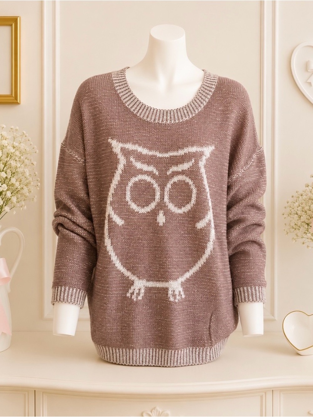 NWT Brown Owl Print Sweater Sz Small